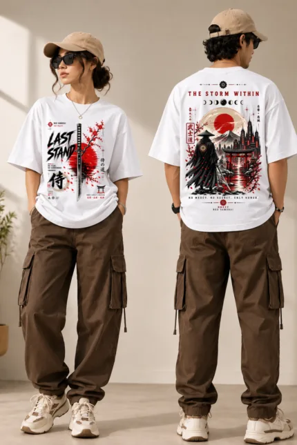 Japanese Neo Samurai "Last Stand " : Oversized Fit Pure Cotton T-Shirt